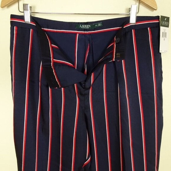 Ralph Lauren Cropped Pants Women's Size 10 Blue Silky Crepe Lightweight - Picture 3 of 7